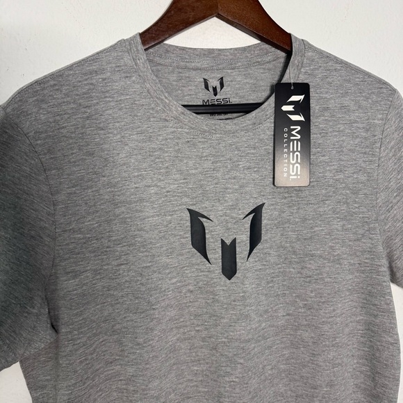Messi authentic big logo soccer player gray Tshirt size M NWT - Picture 3 of 8